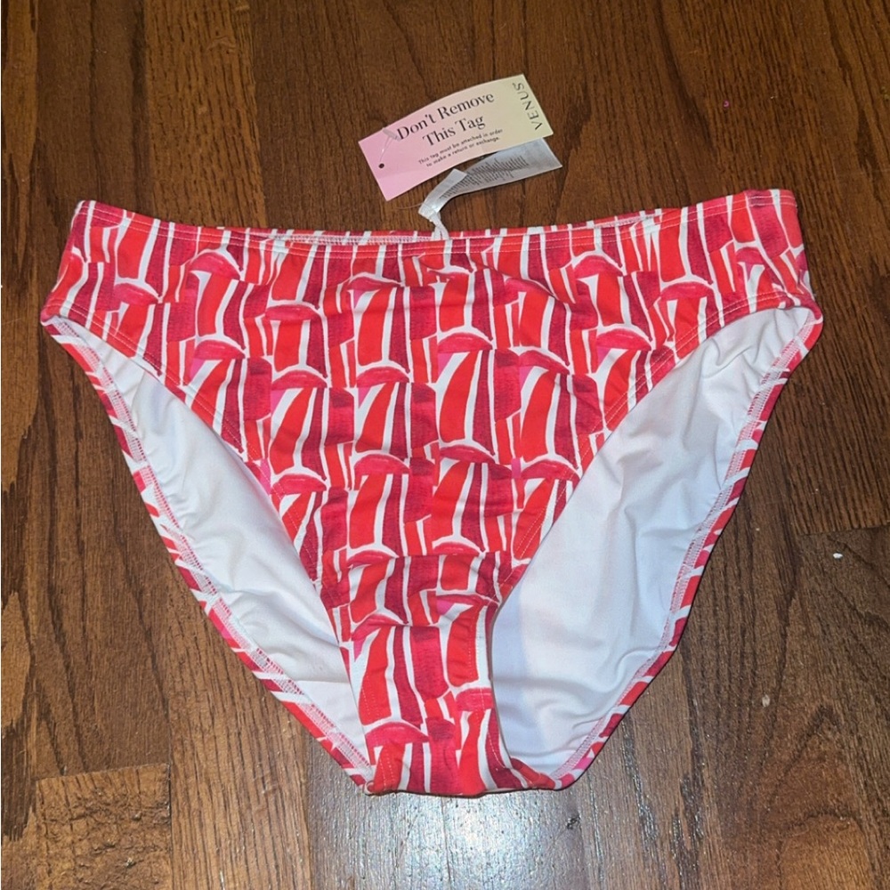 VENUS Red and White Patterned Bikini Bottom
